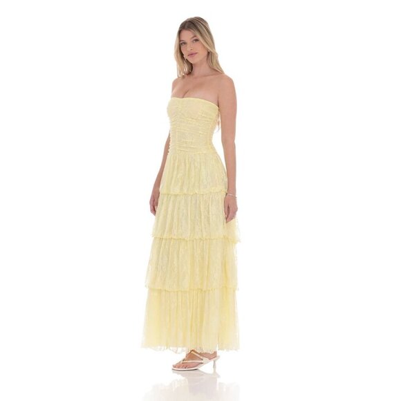 COMING SOON LUCY IN THE SKY YELLOW LACE MAXI DRESS - Picture 3 of 3